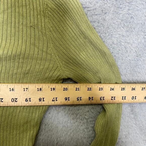 Pink Robin womens S green cropped cardagain Y2K pearl buttons ribbed stretch - Picture 4 of 8